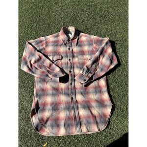 Pendleton Wool Plaid Lined Shirt Jacket Men"s Red Blue Tan Size 15